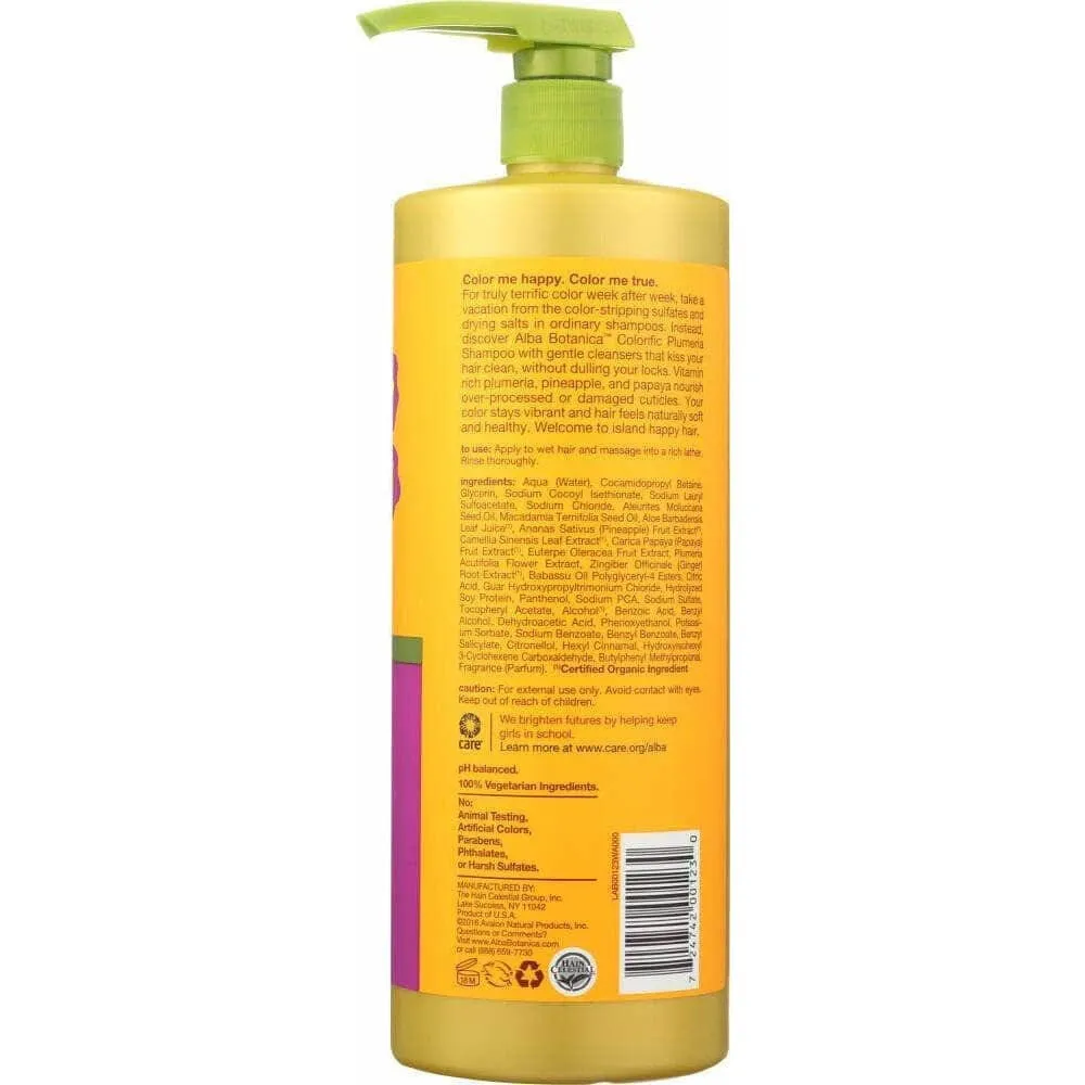 Alba Botanica Shampoo Colorific Plumeria, 32 oz