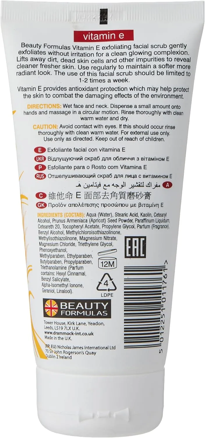 Beauty Formulas Vitamin E Exfoliating Facial Scrub 150ml