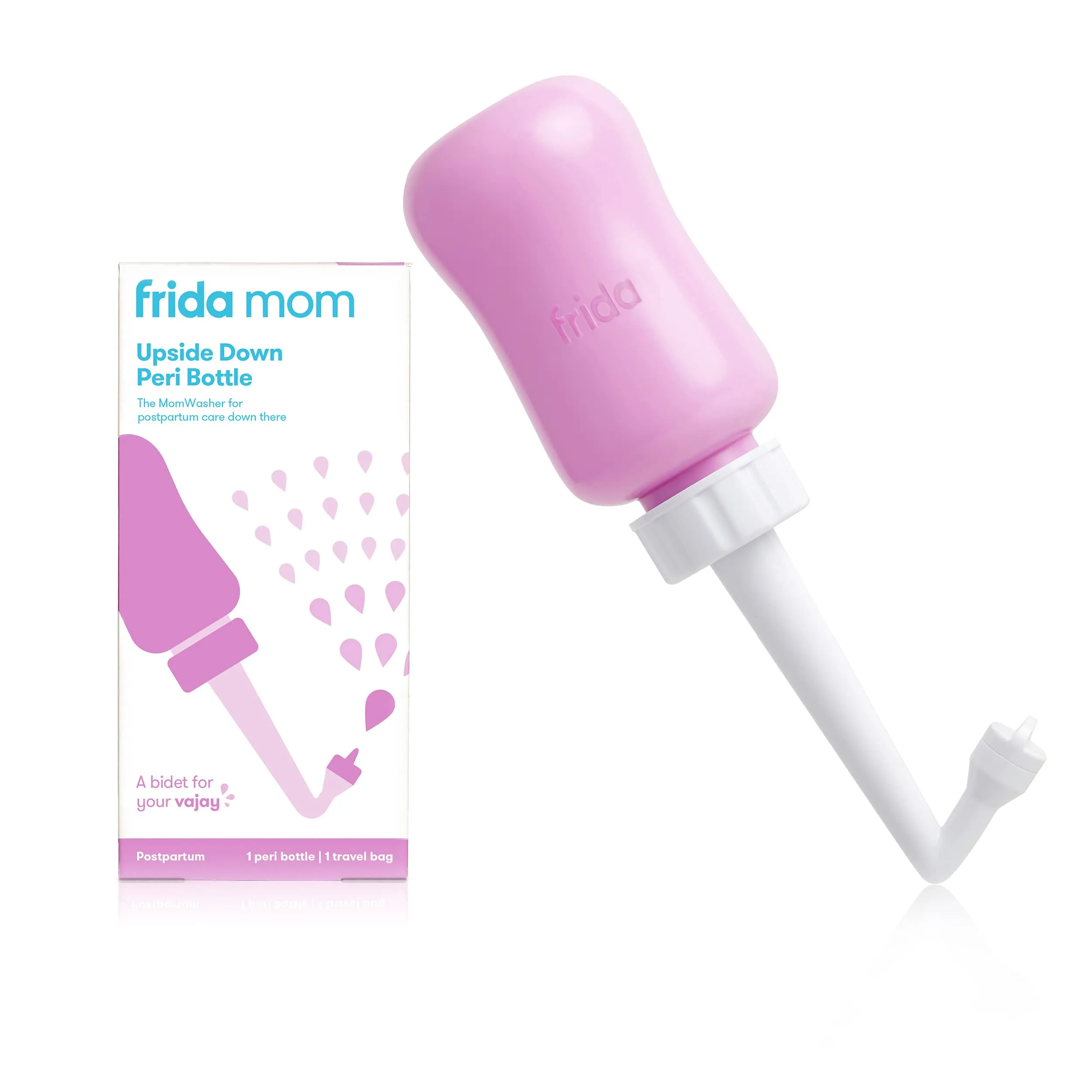 Bundle of Frida Mom Witch Hazel Perineal Cooling Pad Liners (24ct)   Frida Mom Upside Down Peri Bottle for Postpartum Care