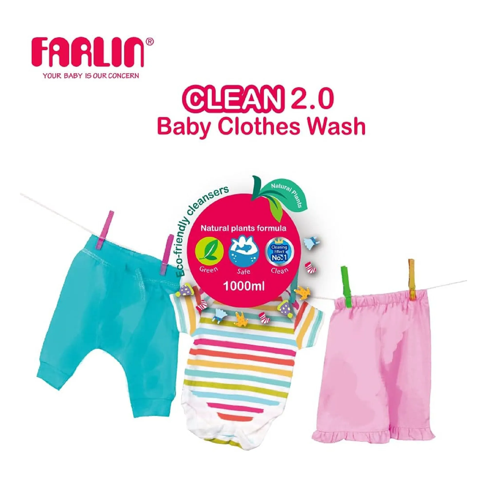 Farlin Clean 2.0 Clothes Wash 800ml, Piece Of 1