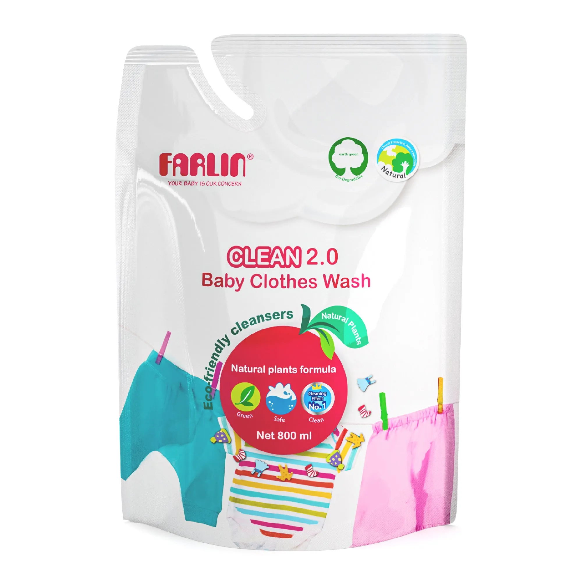 Farlin Clean 2.0 Clothes Wash 800ml, Piece Of 1