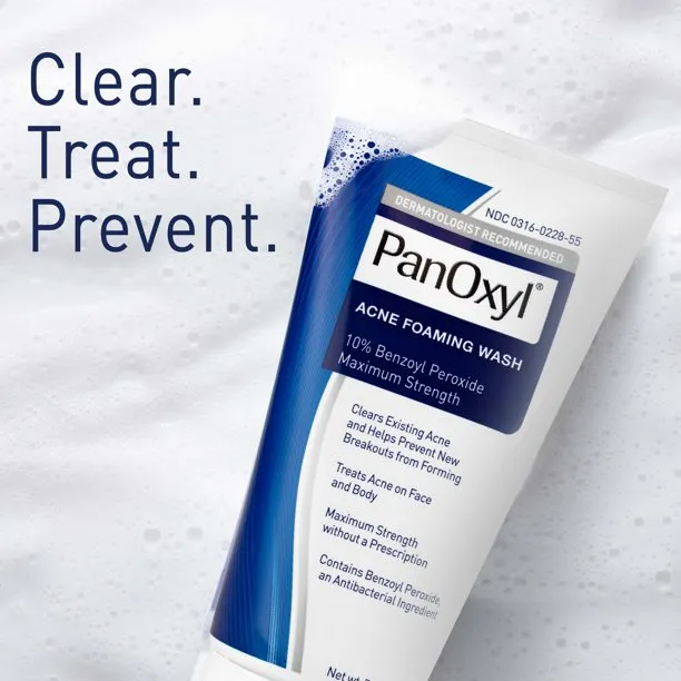 PanOxyl Foaming Acne Wash, Maximum Strength, 10% Benzoyl Peroxide - 5.5 oz